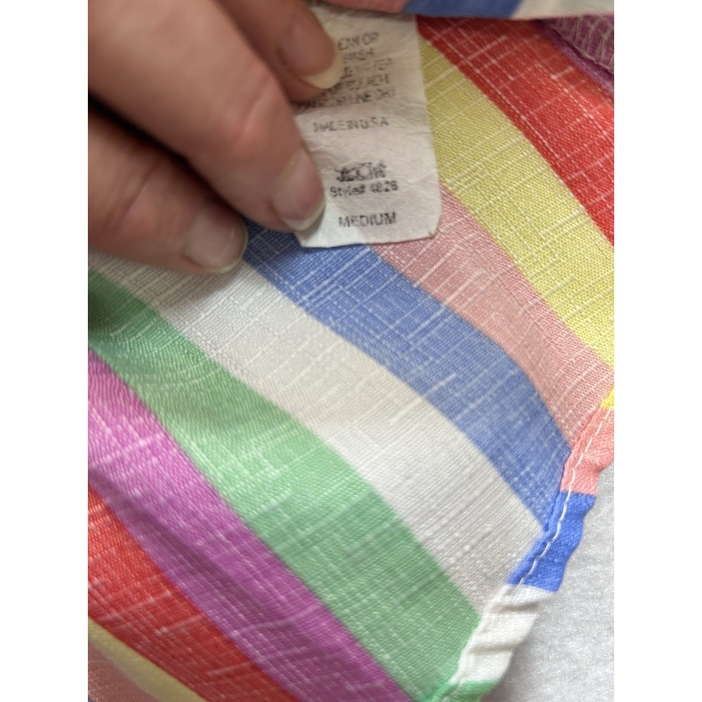 Entro Womens Multicolor Striped V-Neck Sleeveless Tank Top w/ Ruffle, Medium - Picture 3 of 8